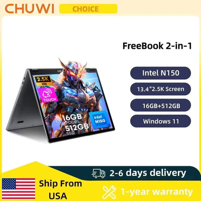 CHUWI FreeBook 2-in-1 Laptop IntelN150 13.4'' Touch 2.5K | SAMAG