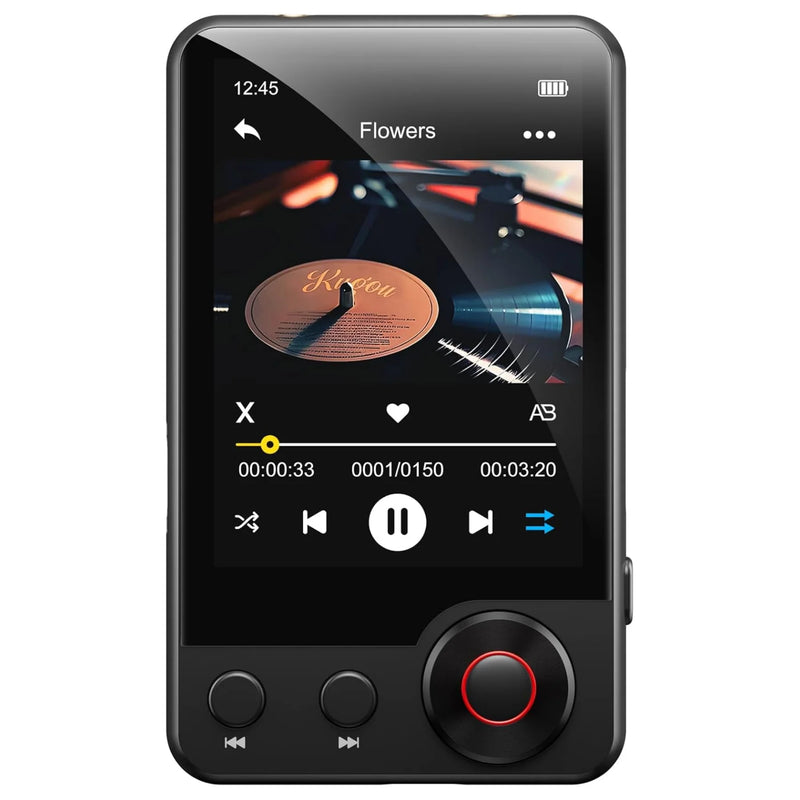 128GB MP3 player (with Bluetooth 5.3), 2.4’ portable full touchscreen music player (with speakers and Micro SD card slot)