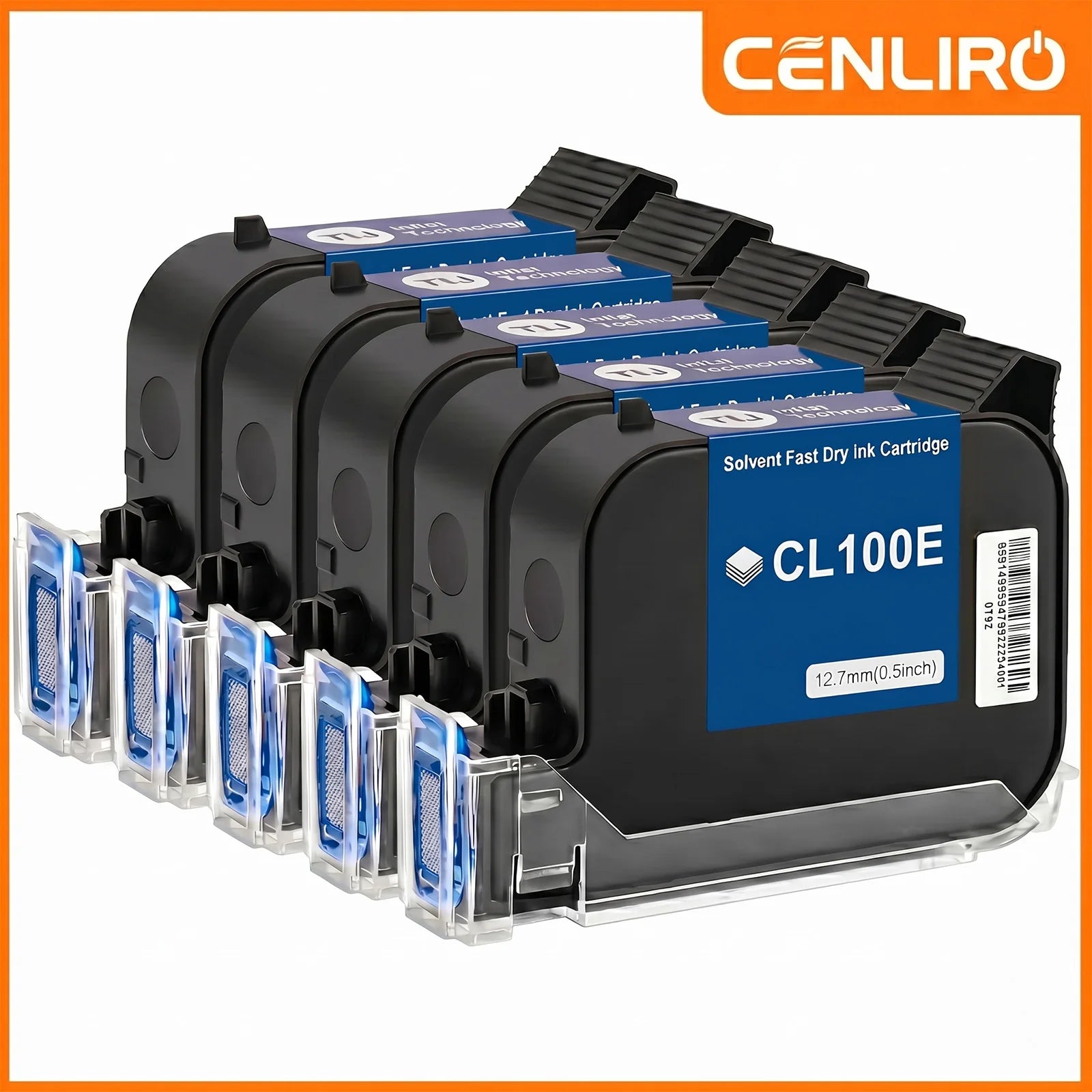 Cenliro CL100E 12.7mm Quick Dry Solvent Ink Cartridge Waterproof High Adhesion for Handheld Mini Online Inkjet Printer 1/2/5pcs