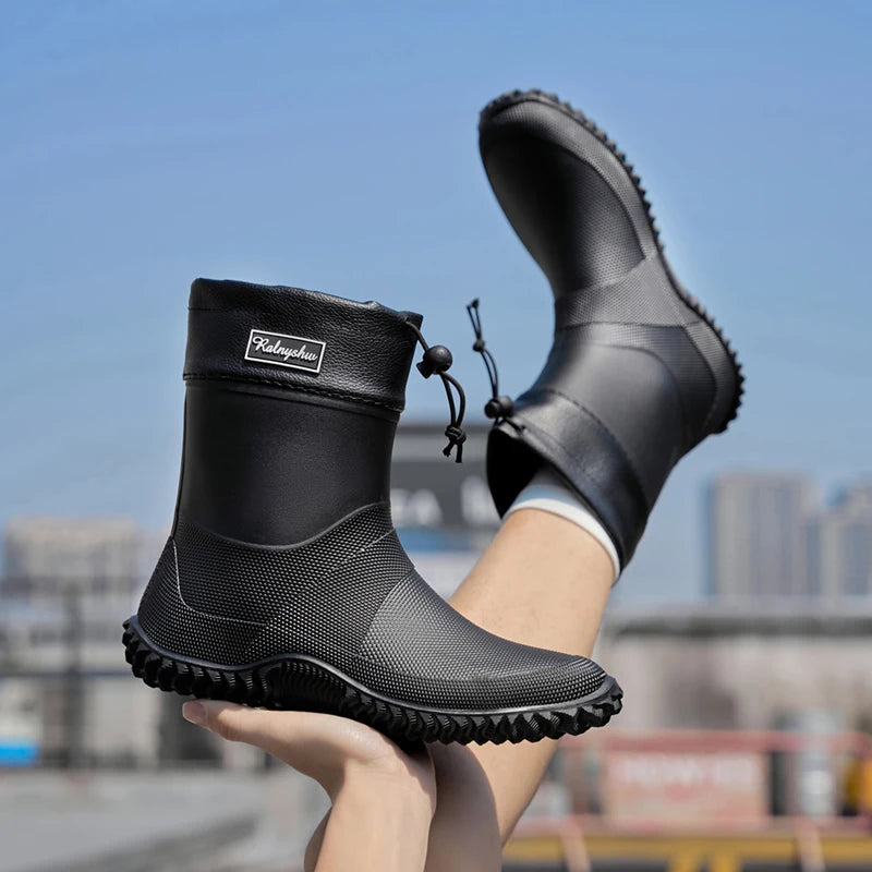 1 Pair of Men's Short-Tube Rain Boots, Outdoor Commuting Waterproof Shoes, Women's Low-Cut Lightweight Non-Slip Water Boots, Beach Rain Boots