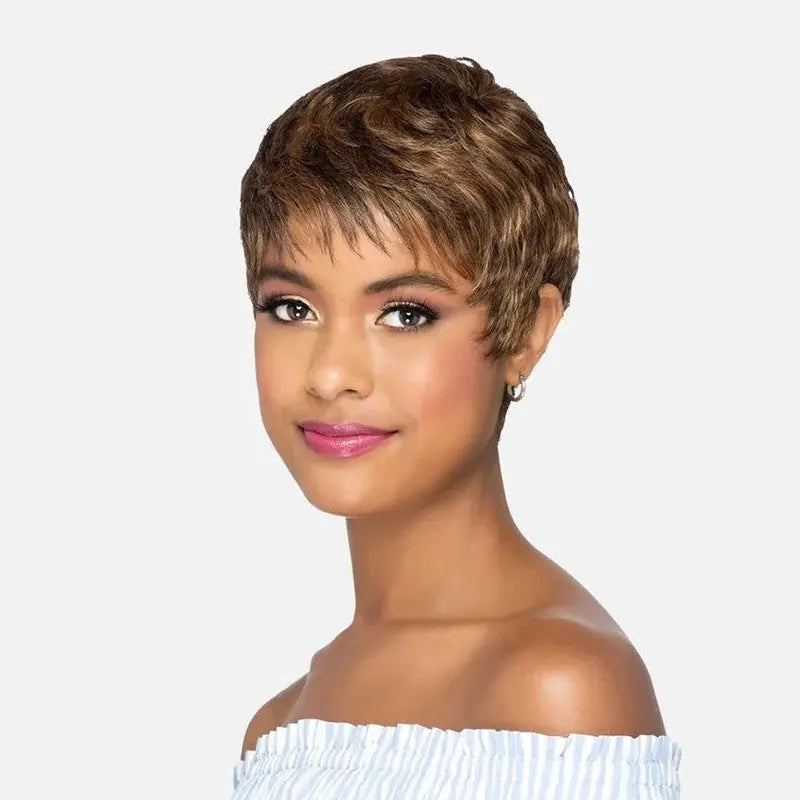 Short Pixie Wig Human Hair Layer Cut Short Human Hair Wigs Brown Red Ombre Highlight Duby Wigs Cheap Full Machine Wigs for Women