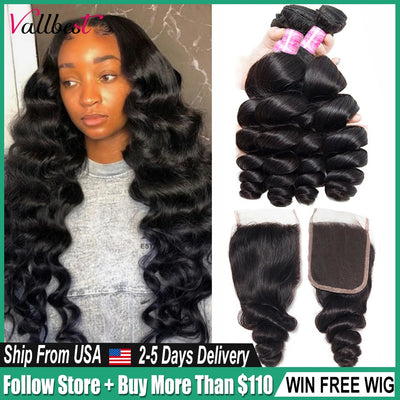 Vallbest Loose Wave Bundles With Closure Human Hair 3 | SAMAG