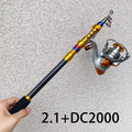 1.8-3.6m Telescopic Fishing Rod Fishing Reel Combo Portable Travel Spinning Fishing Rod With 2000/3000/5000Series Reel Set