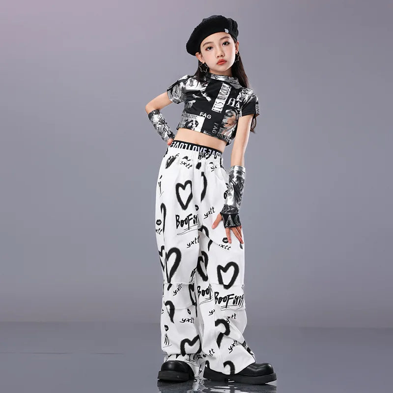 Hip Hop Kids Cool Crop Top Street Dance Love Pants Girls | SAMAG