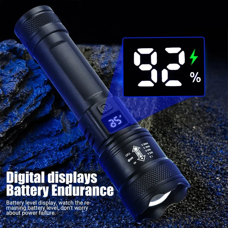 9900LM Powerful LED Flashlight Battery Display USB - View 2 | SAMAG
