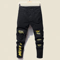 Men's Stretchy Ripped Denim Jeans Slim Fit Straight | SAMAG