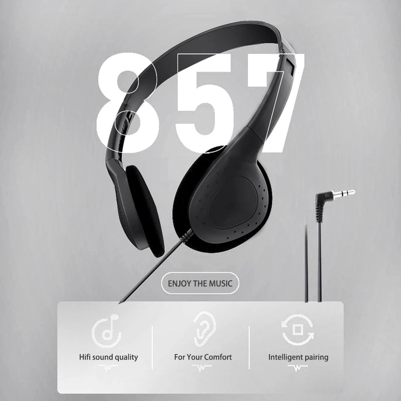 3.5mm Wired Computer Headphone No Microphone Gaming Headset Noise Canceling Sports MP3 Earphone Wired Stereo Headset Universal