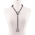Heart Slip Chain Necklace Black leather Choker Collar For Women Goth Accessories  Punk Gothic Jewelry