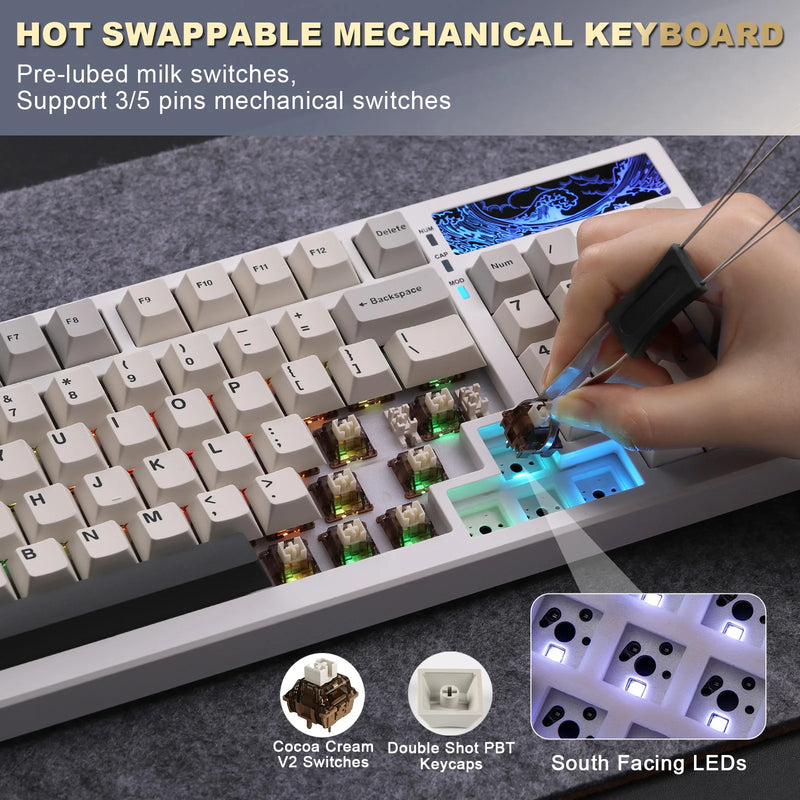 YUNZII YZ98 White Full Size Mechanical Gaming Keyboard - Visuel 3 | SAMAG