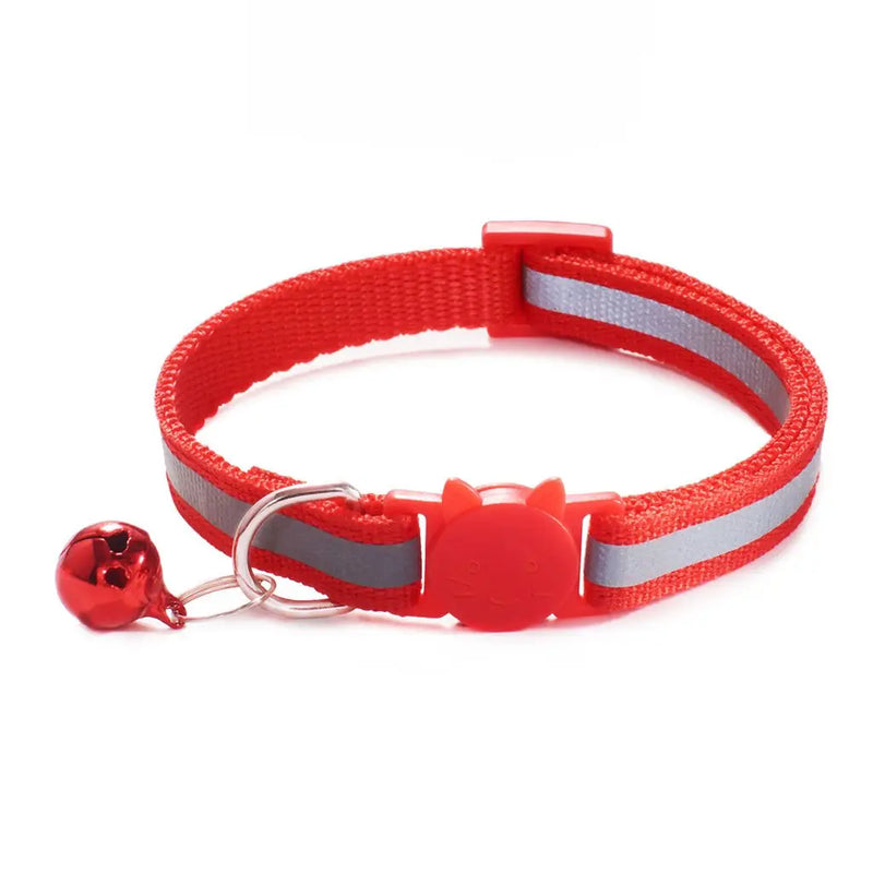 Cute Fashion Adjustable Size Cat Head Pattern Reflective with Bells Cat Collar Pet Accessories Kitten Decor Cat Neck Strap