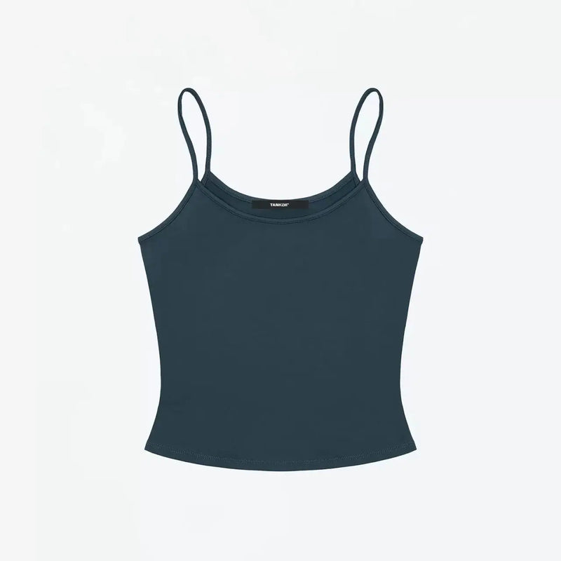 ANK Air Summer Top with Solid Color, Black and White Powder, Wide Shoulder Strap, I-Shaped Tank Top, Women's Sports, Daily Wear