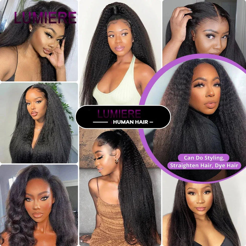 Virgin Raw Kinky Yaki Straight Human Hair Bundles 1/3/4 PCS Natural Black Brazilian Hair Weave Bundles Hair Extensions 8-40
