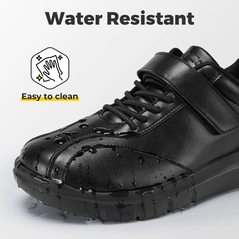 FitVille Men's Wide Walking Shoes Casual Comfortable Leather Oxford Shoes Lightweight Arch Support Non‑Slip Business Sneakers