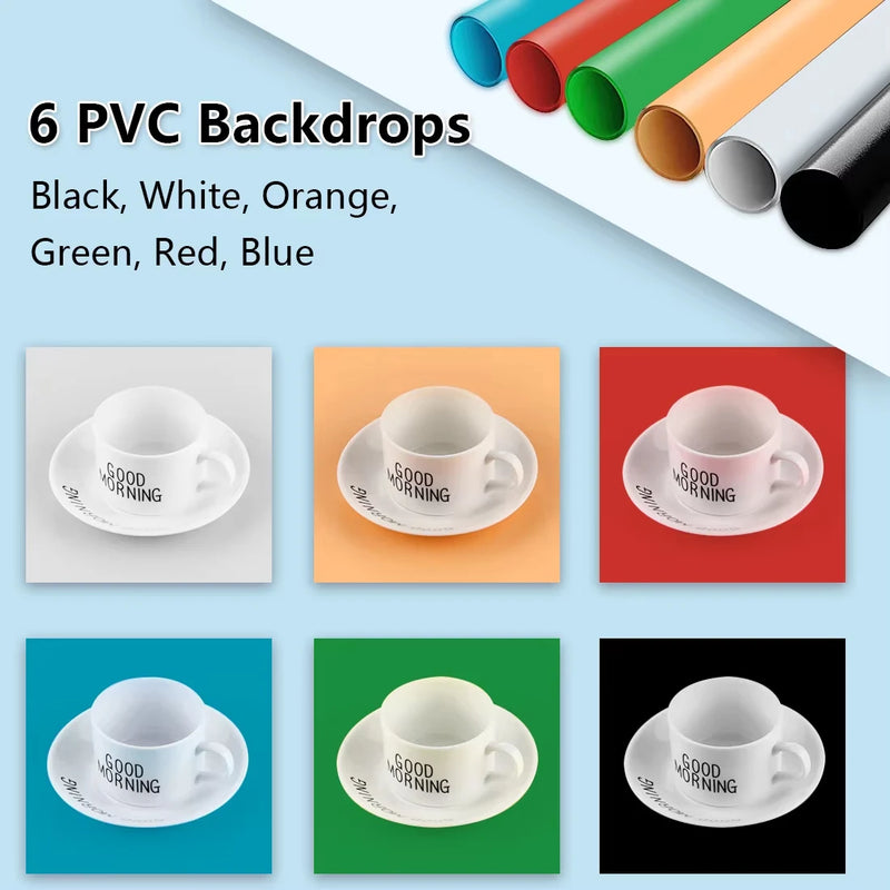 LED Photo Studio Light Box Kit 12"x12" with 120pcs LEDs 6 Backdrops for Photography Portable Dimmable Versatile