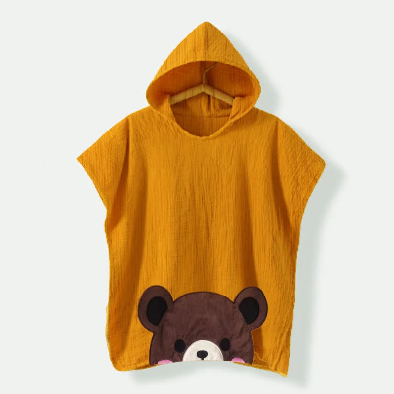 Children's Cotton Gauze Can Wear Hooded Cloak Bath Towel - View 3 | SAMAG