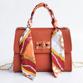 Women Girls Fashion Simplicity Solid Color Handbag Niche Design Silk Scarf Mini Chain Single Shoulder Crossbody Bag Bandolera