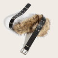 Luxury Designer fake Furry Y2k Belt Subculture Autumn Winter Retro Plush Waist Chain Imitation Fur Waist Seal Hot Girl Sexy Belt