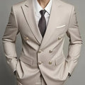 Fashion New Men's Leisure Boutique Business Banquet Solid Color Wedding Double Breasted Slim Fit Suit Blazers Jacket Pants