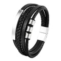 Charm Braid Rope Bracelet For Men Stainless Steel Magnetic Buckle Genuine Leather & Bangles Male Female - Visuel 13 | SAMAG