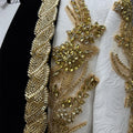 ULBYANRY Jacquard 3-Pieces Suit Including Jacket Vest Pants Suit Attires Luxury Handmade Men's Suit Set with Gold Rhinestones