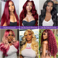 30 40 Inch 99J Colored 13x6 Lace Front Human Hair Wig Straight Burgundy 13x4 HD Transparent Lace Frontal Wigs Red Wigs For Women