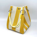 Korean Style Mini Knit Tote Bag Women Striped Crochet Bucket Handbag Lightweight Summer Daily Shoulder Purse For Vacation