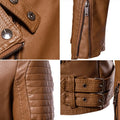 Men's Leather Jackets Casual Fashion Motorcycle Coat O-Neck PU Jacket Autumn Anti-wind Leather Coat Slim Fit Faux Leather Jacket