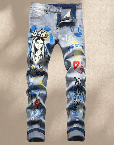 Fashionable Men's Jeans With Trendy Prints Highlighting | SAMAG