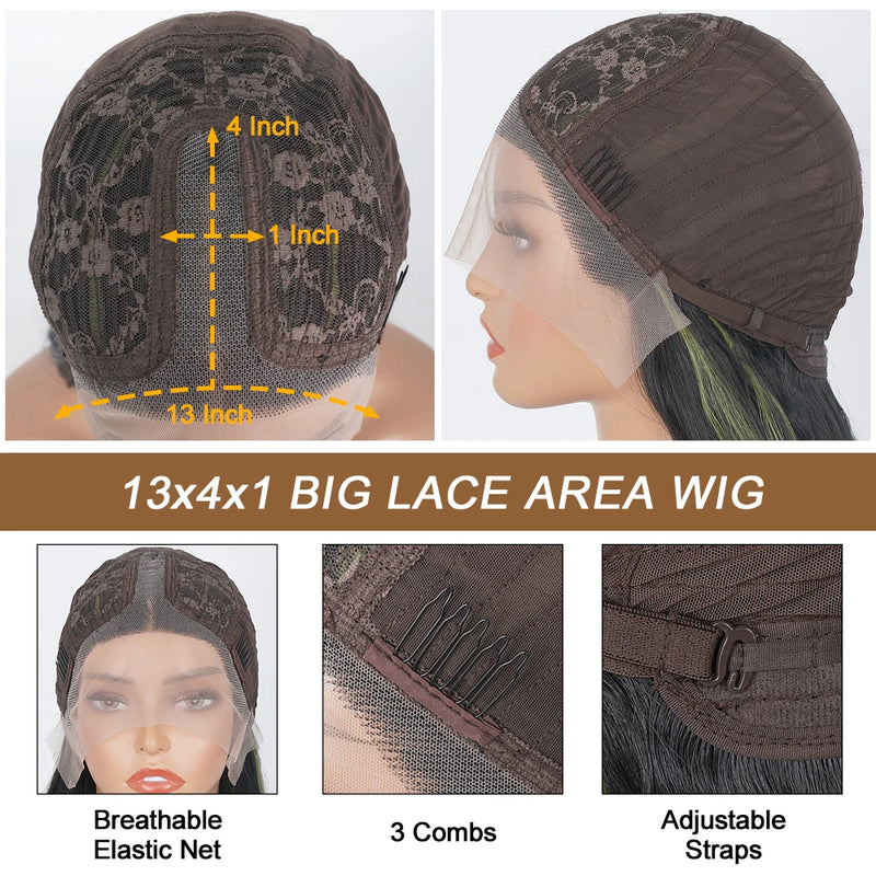 Red Black With Blonde Highlight 13X6 Lace Front Wig Body Wave Synthetic Glueless pre plucked With Baby Hair Lace Frontal Hair