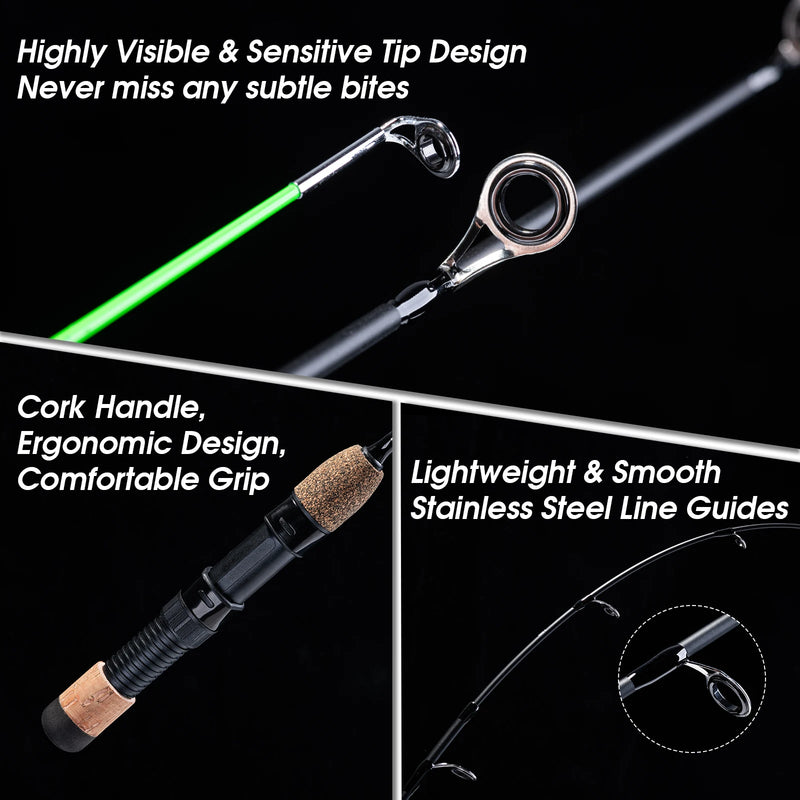 Goture Winter Ice Fishing Rods 32‘’ 2 tips Spinning Rod M/MH Power Cork Handle Ice pole Ultra-light Carp Fishing