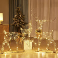 3 PCS Garden Lights String 2D Metal Iron Reindeer Outdoor Christmas Eve Decorations For Courtyard Holiday Indoor Home Decor