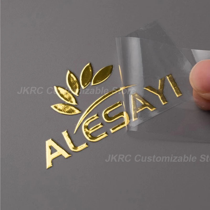 Custom Color Transfer 3D Sticker DTF UV Gold Decal Brand Company Logo Vinyl Crystal Label Raised Self-Adhesive Waterproof Hollow
