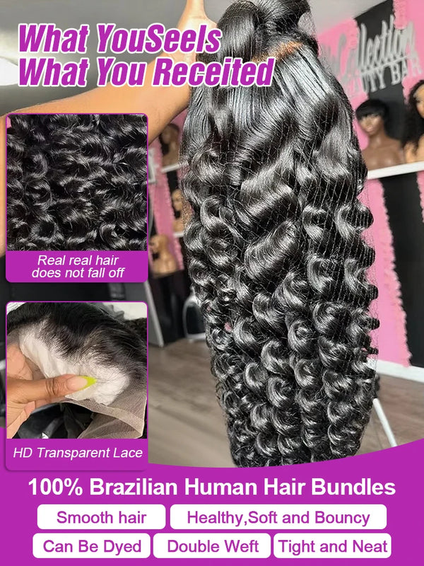 30 40 Inch Loose Water Wave 13x6 Lace Front Human Hair Wig Brazilian Deep Wave 13x4 360 HD Lace Frontal Wig Curly Wigs For Women