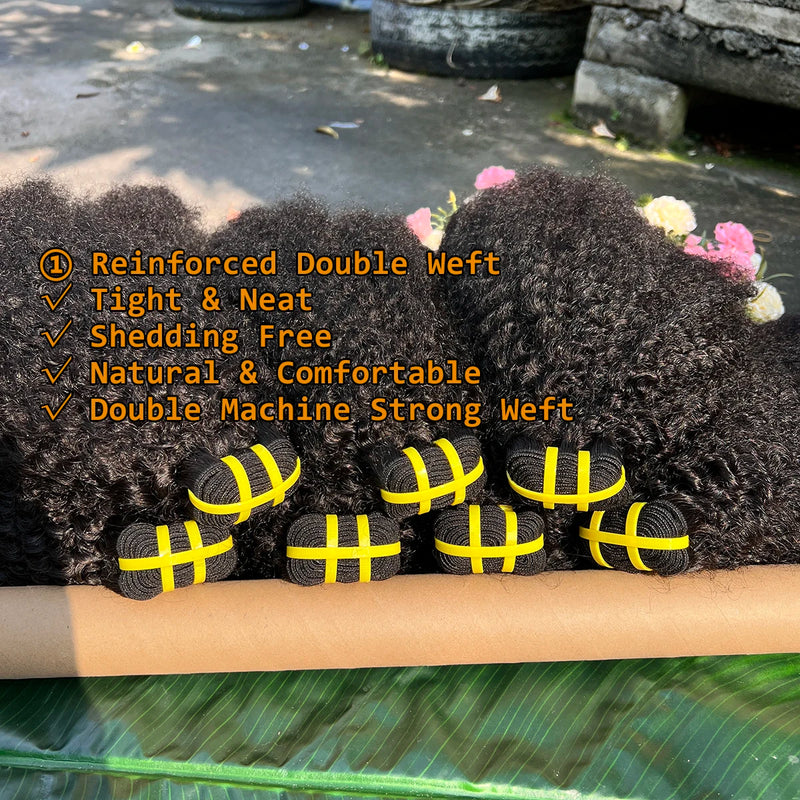 4C Afro Kinky Curly Hair Bundles 100% Raw Vietnamese Virgin Human Hair Extensions Cuticle Aligned Single Donor For Black Women