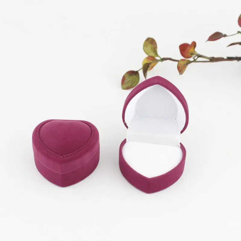 Heart Shaped Velvet Jewelry Box Earring Ring Box Wedding Ring Box Jewelry Display Holder Organizer Storage Gift Packaging Case