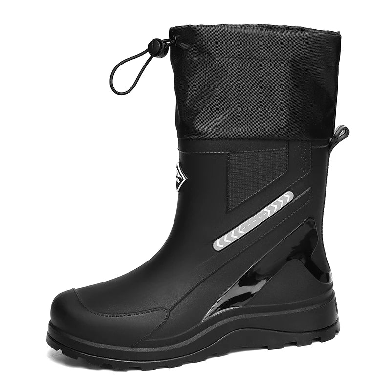 Men's high-top casual rain boots four seasons anti-slip waterproof wading fishing water shoes car wash snow kitchen rain shoes