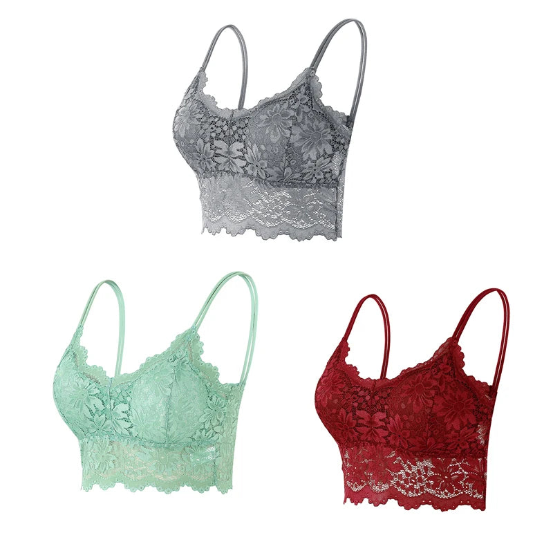 Women's Lace Bras Top Comfortable Bralette Solid Color - Visuel 13 | SAMAG