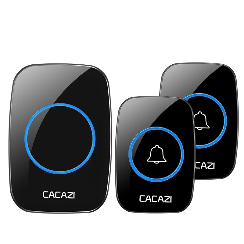 CACAZI New Wireless Doorbell Waterproof 300m Range US EU UK Plug-in Home Intelligent Door Bell Chime 1 2 Button 1 2 3 Receivers