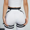 Studded Decor Harness Belt Leg Harness Suspenders Pu Leather Thigh Garter Harness for Women Harness Clothing Accessories