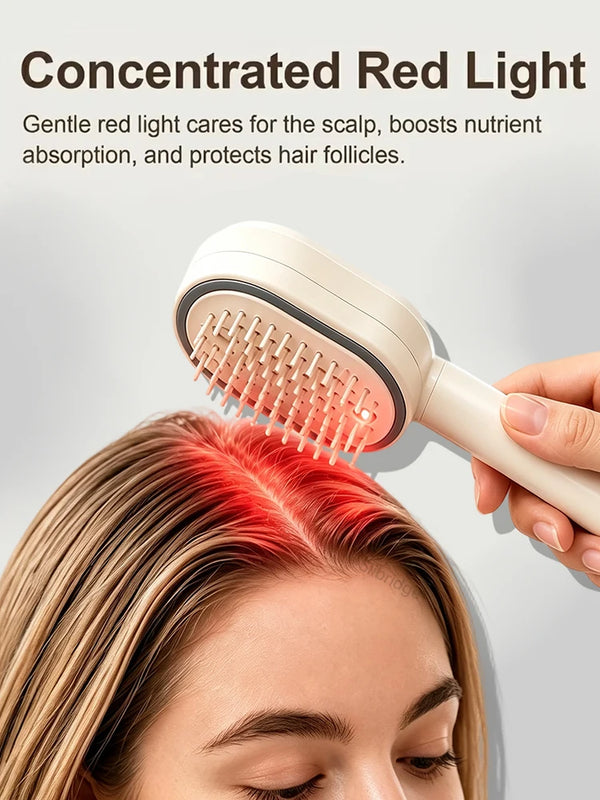 Electric Hair Brush for Anti-Frizz Detangling with Spray, Red Light Therapy & Retractable Teeth Scalp Massage,2026 Upgraded