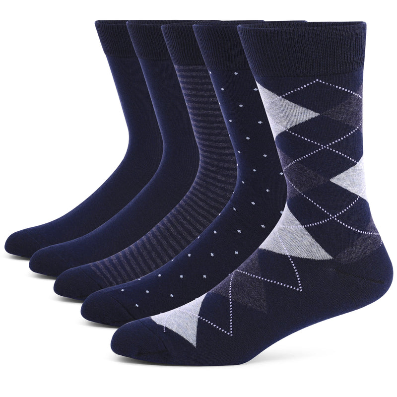 5 Pairs Men's Dress Socks stripe Plus Size， Combed Cotton | SAMAG