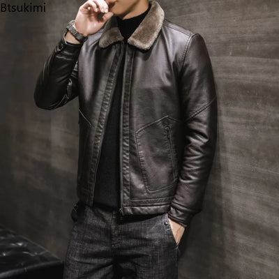 Men's Winter Leather Jacket Middle-aged and Elderly | SAMAG