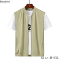 Summer New Men's Lightweight Thin Vests Trend Baseball Collar Zipper Sleeveless Casual Vest Coats Simple All-match Men Vests 6XL