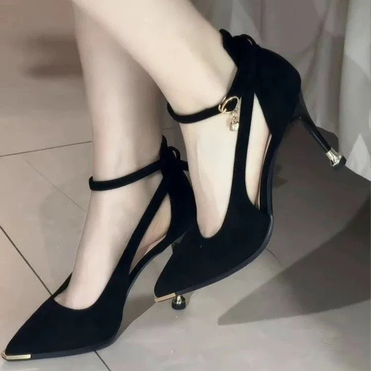 Fashionable French Style Pointed Toe High Heels Spring Autumn New Arrival Women's Wear outside Casual Low Cut Slip-On Shoes