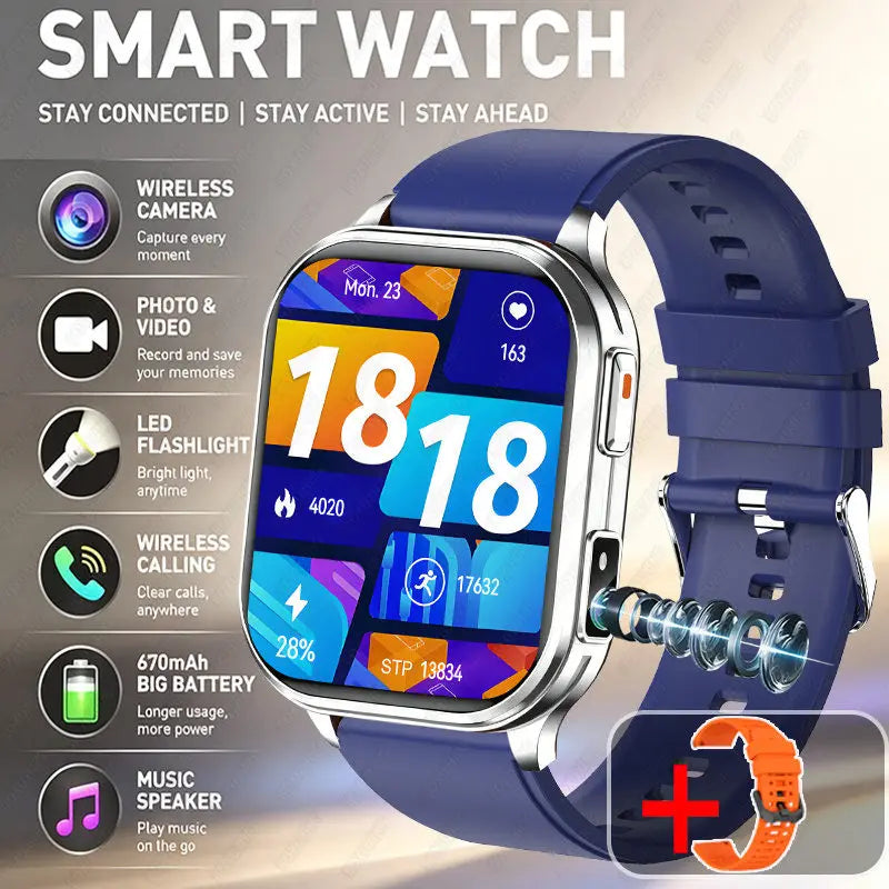 2026New Smart Watch With Camera Men Women Photos Record Video Health Sports Fitness IP68 Waterproof BT Call Recording Smartwatch