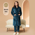 Flannel Couple Robe And Pant Set Warm Autumn Winter Thick Coral Fleece Pajamas Women's Bathrobe Men's Sleepwear Loose Home Cloth