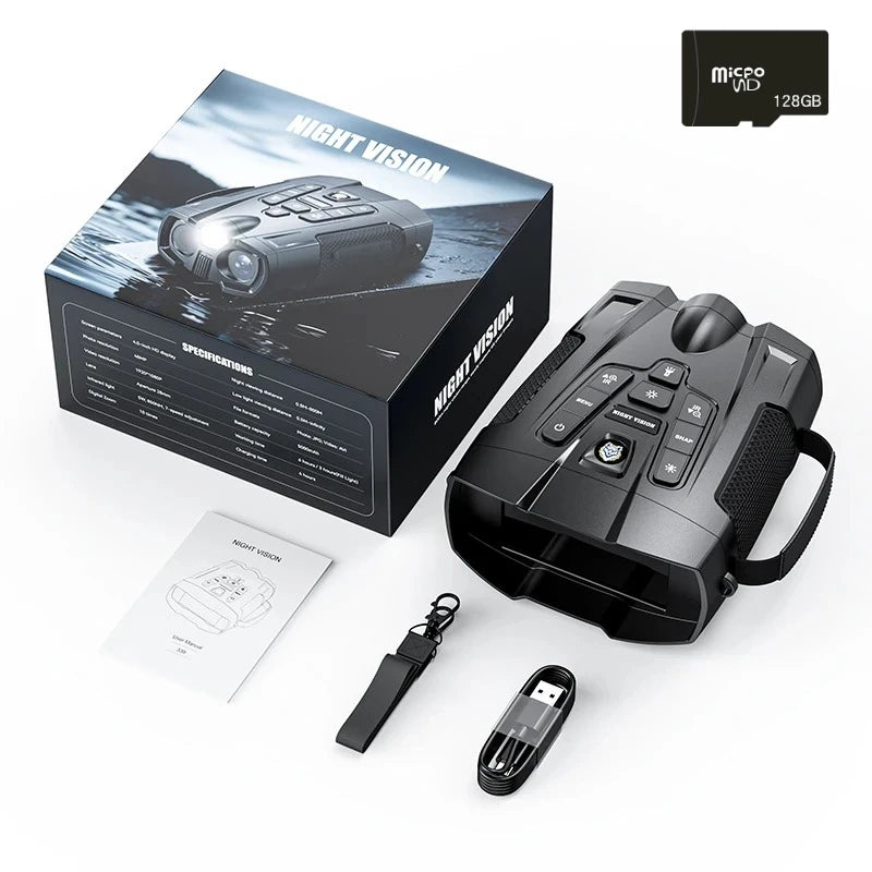 4K Night Vision Binoculars 10x Digital Zoom 7-level Infrared Night Vision Tactical Flashlight Hunting Observation Equipment