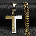 Goth Stainless Steel Cross Pendant Necklace Biker Men Punk Black Silver Color Crucifixion Crystal Necklace Hip Hop Jewelry N6337