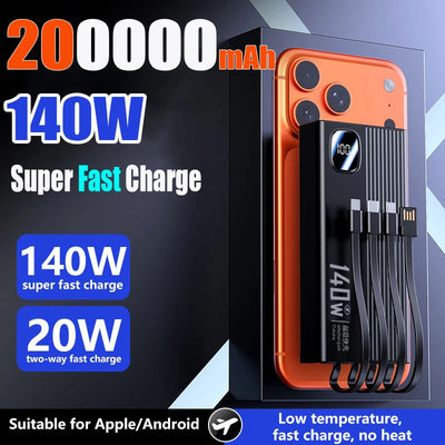 140W 200000mAh Power Bank Large Capacity Cables | SAMAG