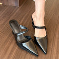 2026 Summer New Women's Fashionable Pointed-Toe Mules Designer Brand Womens Slippers Outdoor Sexy Party Stiletto Sandals Size 42